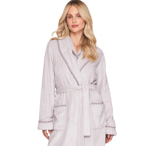 Roupão Feminino em Fleece com Bordado Coziness Lua Luá