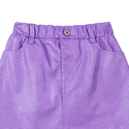 Saia Couro Metalizada Roxo Brilho Anime