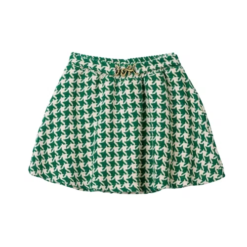 Saia Godê de Tweed Xadrez Verde E Bege Anime