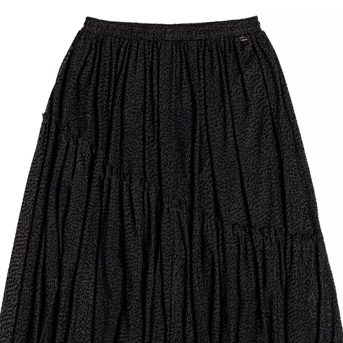 Saia Midi Tule Flocado Panter Preto I Am
