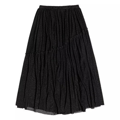 Saia Midi Tule Flocado Panter Preto I Am