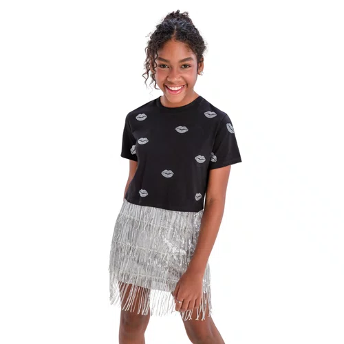 Saia Prata Paete Franjinhas Vanilla Cream