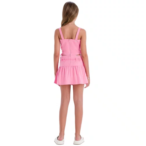 Saia Sarjinha Rosa Chiclete Vanilla Cream