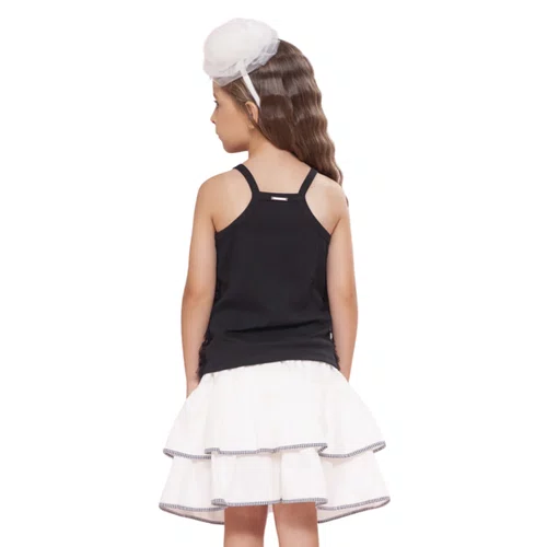 Saia Short Algodão Babados Laço Puffer Xadrez Pituchinhus