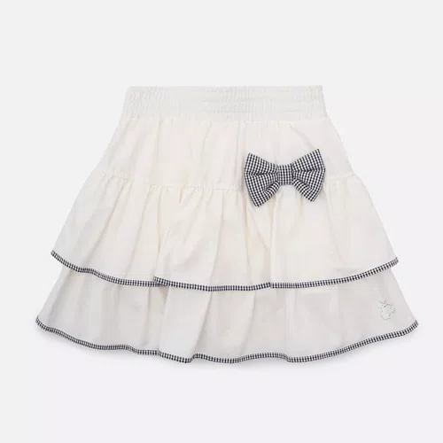 Saia Short Algodão Babados Laço Puffer Xadrez Pituchinhus