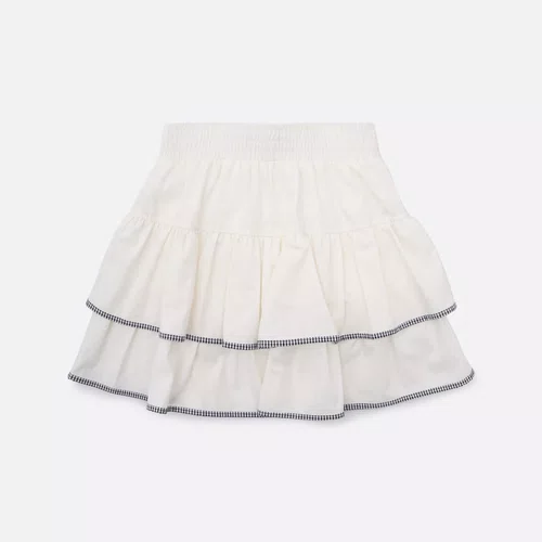 Saia Short Algodão Babados Laço Puffer Xadrez Pituchinhus