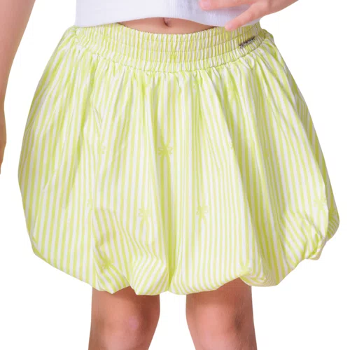 Saia Short Algodão Balonê Listras Verde Pituchinhus