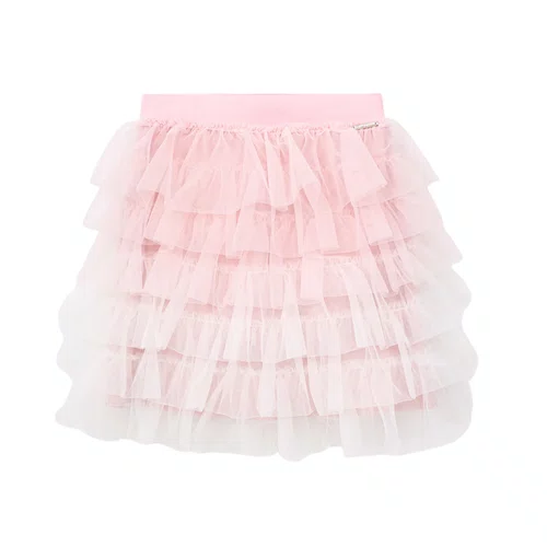 Saia Short Babados Tule Bicolor Rosa Pituchinhus