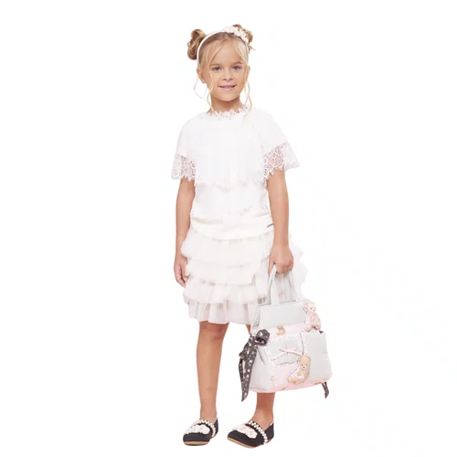 Saia Short Babados Tule Off White Pituchinhus