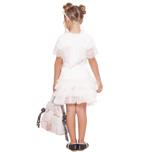 Saia Short Babados Tule Off White Pituchinhus