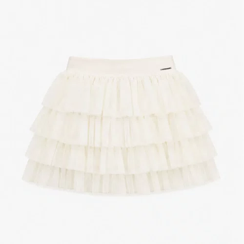 Saia Short Babados Tule Off White Pituchinhus