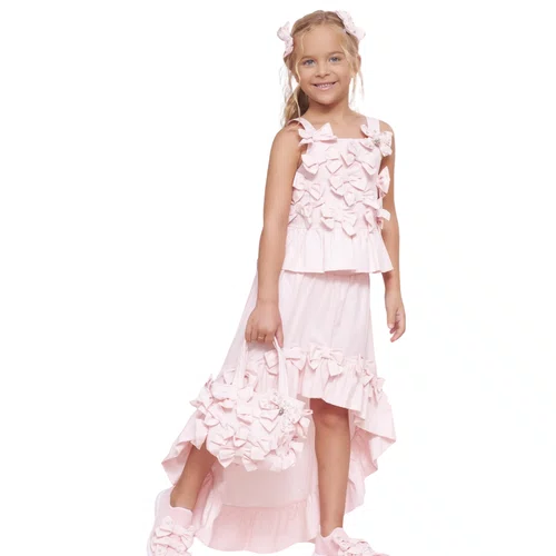 Saia Short Conceito Mullet Babado e Laços Rosa Baby Pituchinhus