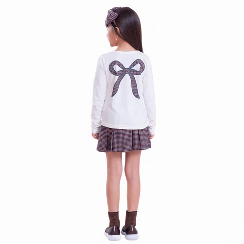 Saia Short Flanela Xadrez Pregas Pituchinhus