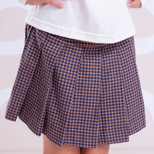 Saia Short Flanela Xadrez Pregas Pituchinhus