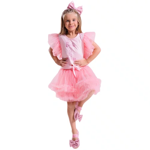 Saia Short Frufru Tule Bailarina Barbie Rosa Pituchinhus