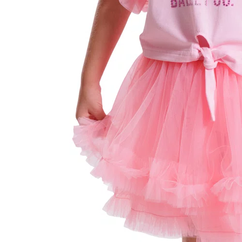 Saia Short Frufru Tule Bailarina Barbie Rosa Pituchinhus