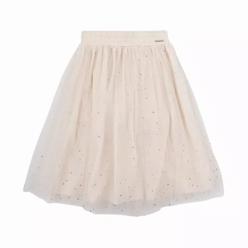 Saia Short Midi Tule Cristais Off White Pituchinhus