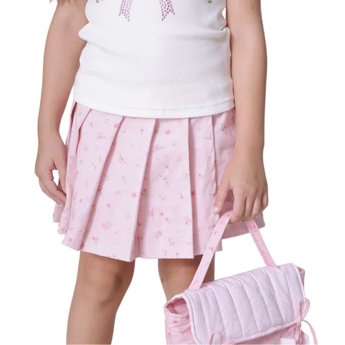 Saia Short Pregas Estampado Mini Floral Pituchinhus