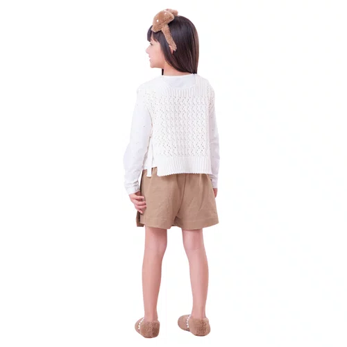 Saia Short Sarja Pregas Caramelo Pituchinhus
