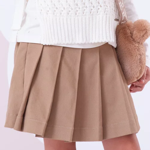 Saia Short Sarja Pregas Caramelo Pituchinhus