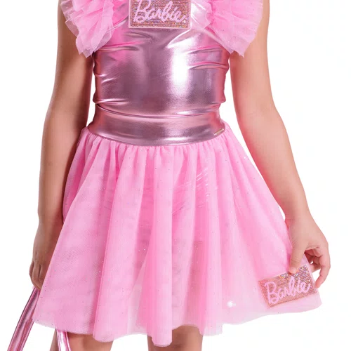 Saia Short Shine Tule Rosa Chiclete Barbie Pituchinhus