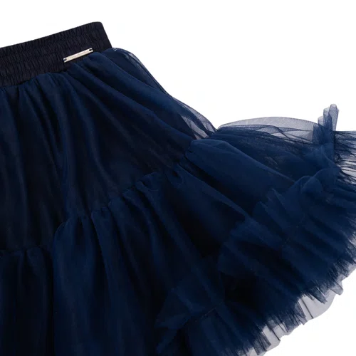 Saia Short Tule Babado Frufru Marinho Pituchinhus