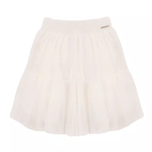 Saia Short Tule Babados Off White Pituchinhus