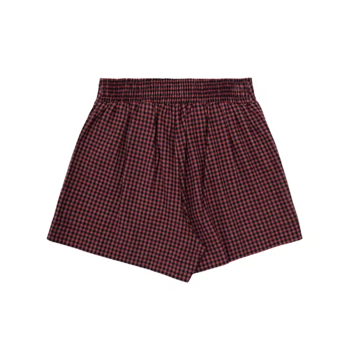 Saia Short Xadrez Pregas Vermelho Pituchinhus