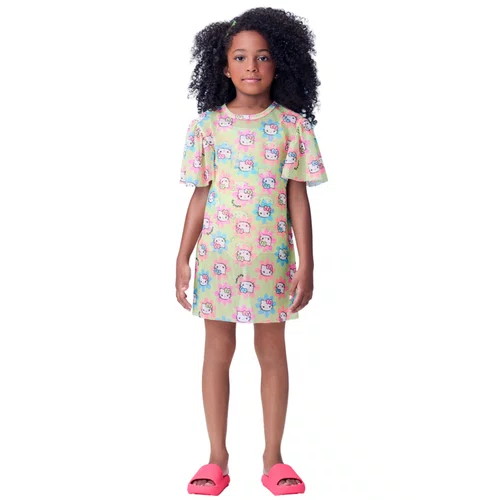 Saida de Praia Hello Kitty Verde Flores Momi