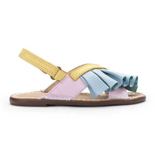 Sandália Babado Couro Hiver Lilac Banana Petit Cheval