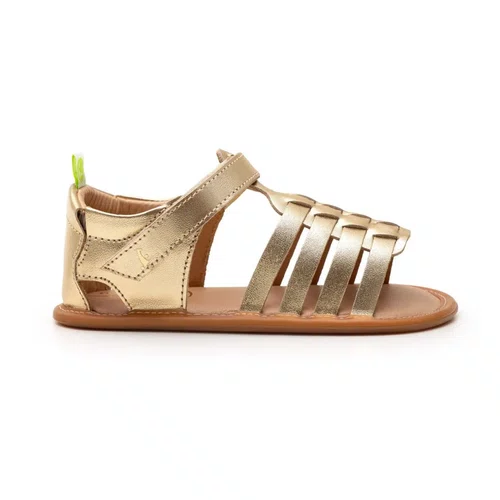 Sandália Couro Athena Dourada Metal Gold Tip Toey Joey