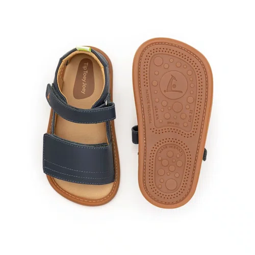 Sandália Couro Sleeky Marinho Navy Tip Toey Joey