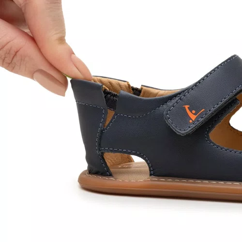 Sandália Couro Sleeky Marinho Navy Tip Toey Joey