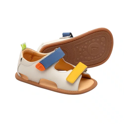 Sandalia Explore Couro Tapioca Caja Blue Tip Toey Joey