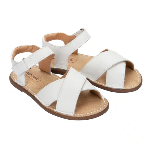 Sandália Fantoche Couro Branco Petit Cheval