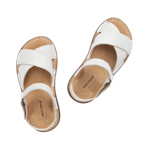Sandália Fantoche Couro Branco Petit Cheval