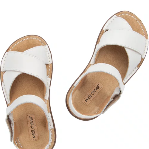 Sandália Fantoche Couro Branco Petit Cheval