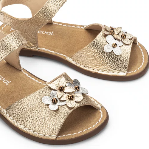 Sandália Jardim Couro Dourado Dore Petit Cheval