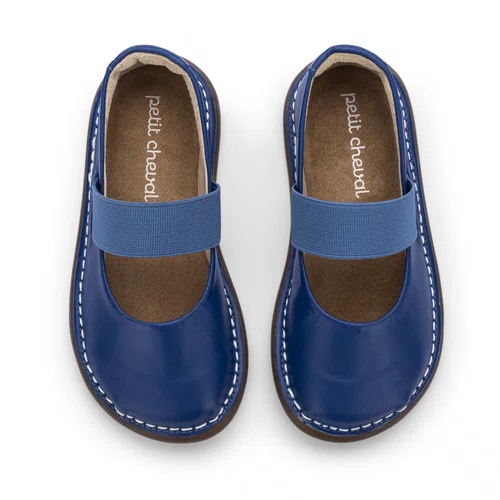 Sapatilha Ballet Couro Azul Cobalto Petit Cheval