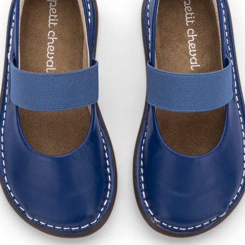 Sapatilha Ballet Couro Azul Cobalto Petit Cheval