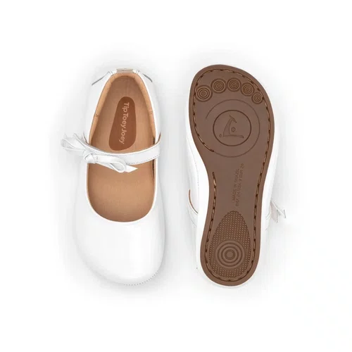 Sapatilha Brigitte Couro Patent White Tip Toey Joey
