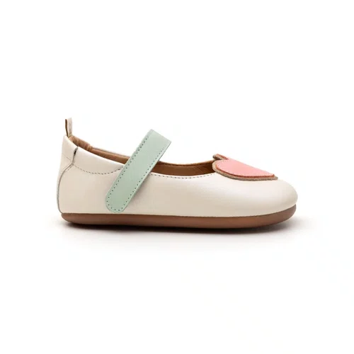 Sapatilha Couro Heart Antique White e Pink Lake Tip Toey Joey