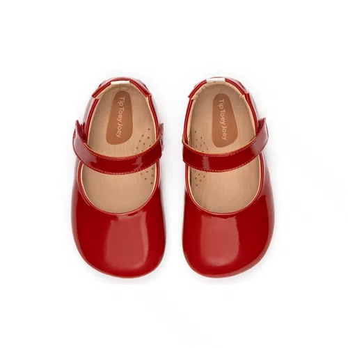Sapatilha Couro Verniz Dolly  Vermelho Patent Red Tip Toey Joey