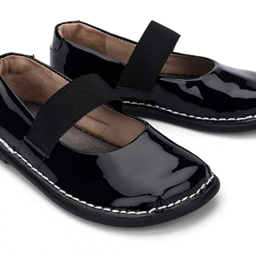 Sapatilha Teen Ballet Couro Verniz Preto Noir Petit Cheval