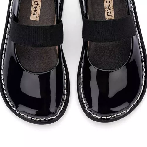 Sapatilha Teen Ballet Couro Verniz Preto Noir Petit Cheval