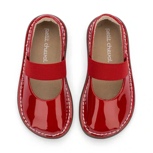 Sapatilha Teen Ballet Verniz Maçã do Amor Vermelho Petit Cheval