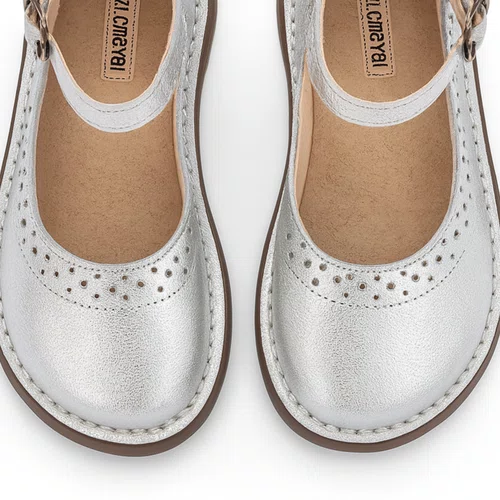Sapatilha Teen Patinete Couro Prata Argent Petit Cheval