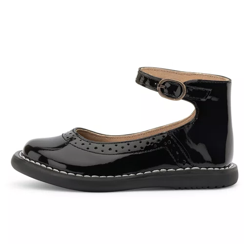 Sapatilha Teen Patinete Couro Preto Noir Petit Cheval