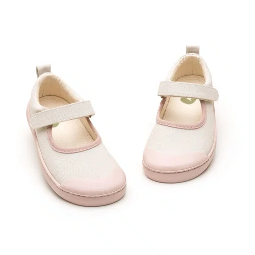 Sapatilha Tenis Lona Creme Rosa Baby Tip Toey Joey