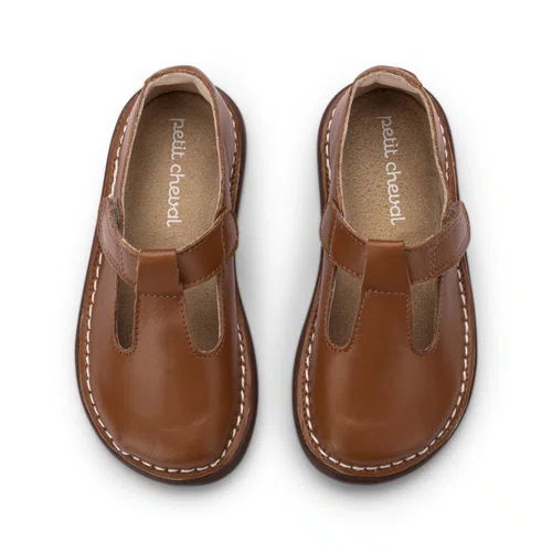 Sapato Colegial Couro Nut Caramelo Petit Cheval